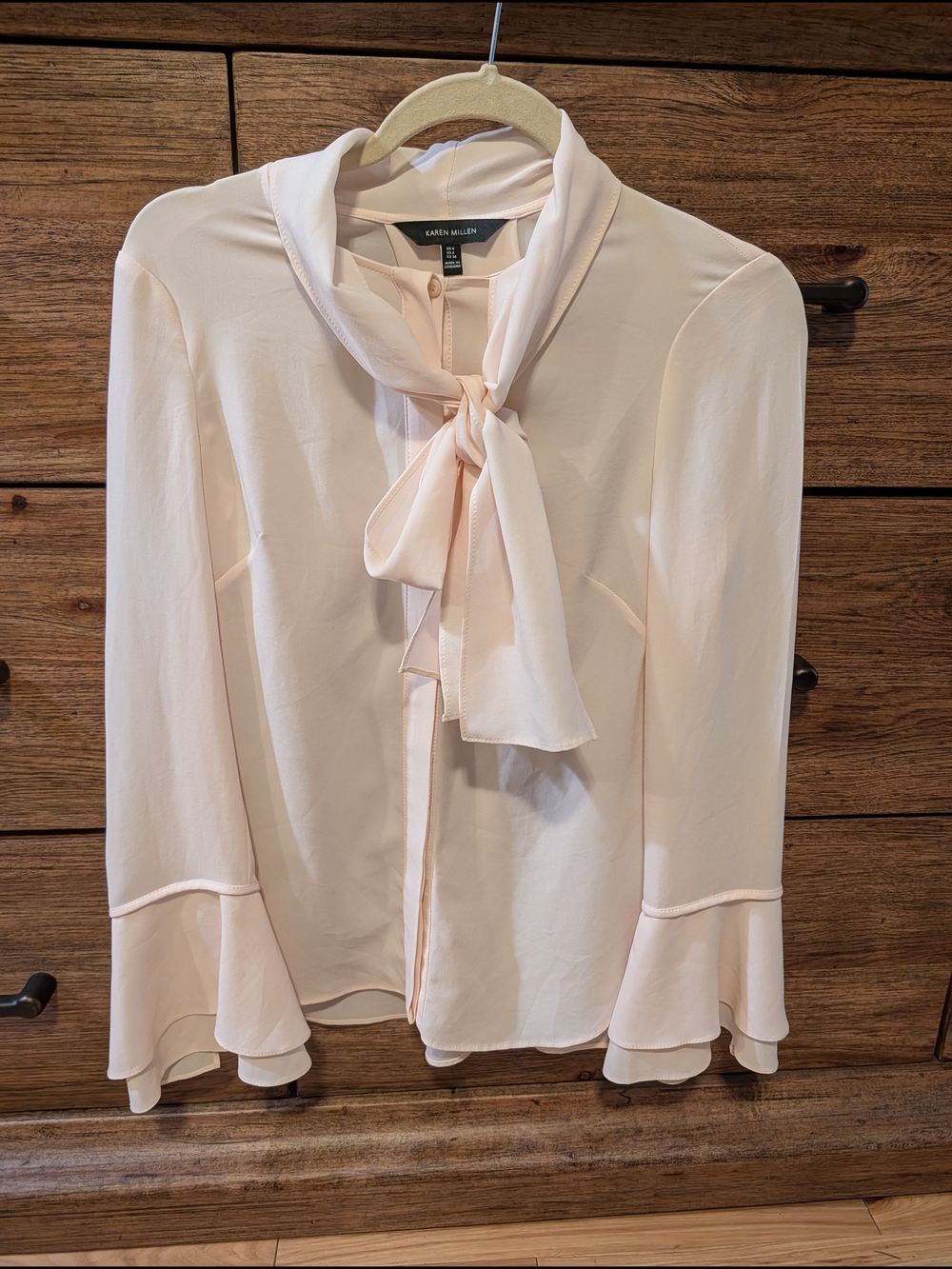 Karen Millen Tie Blouse Size4 Cream Color